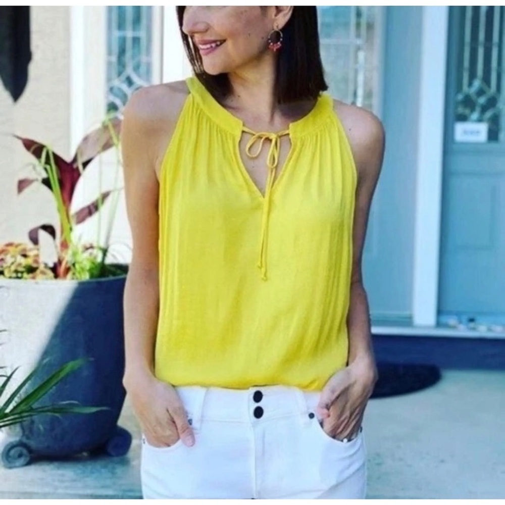 CAbi #5725 Sunshine Cami Yellow Tie Front Blouse Career Medium
